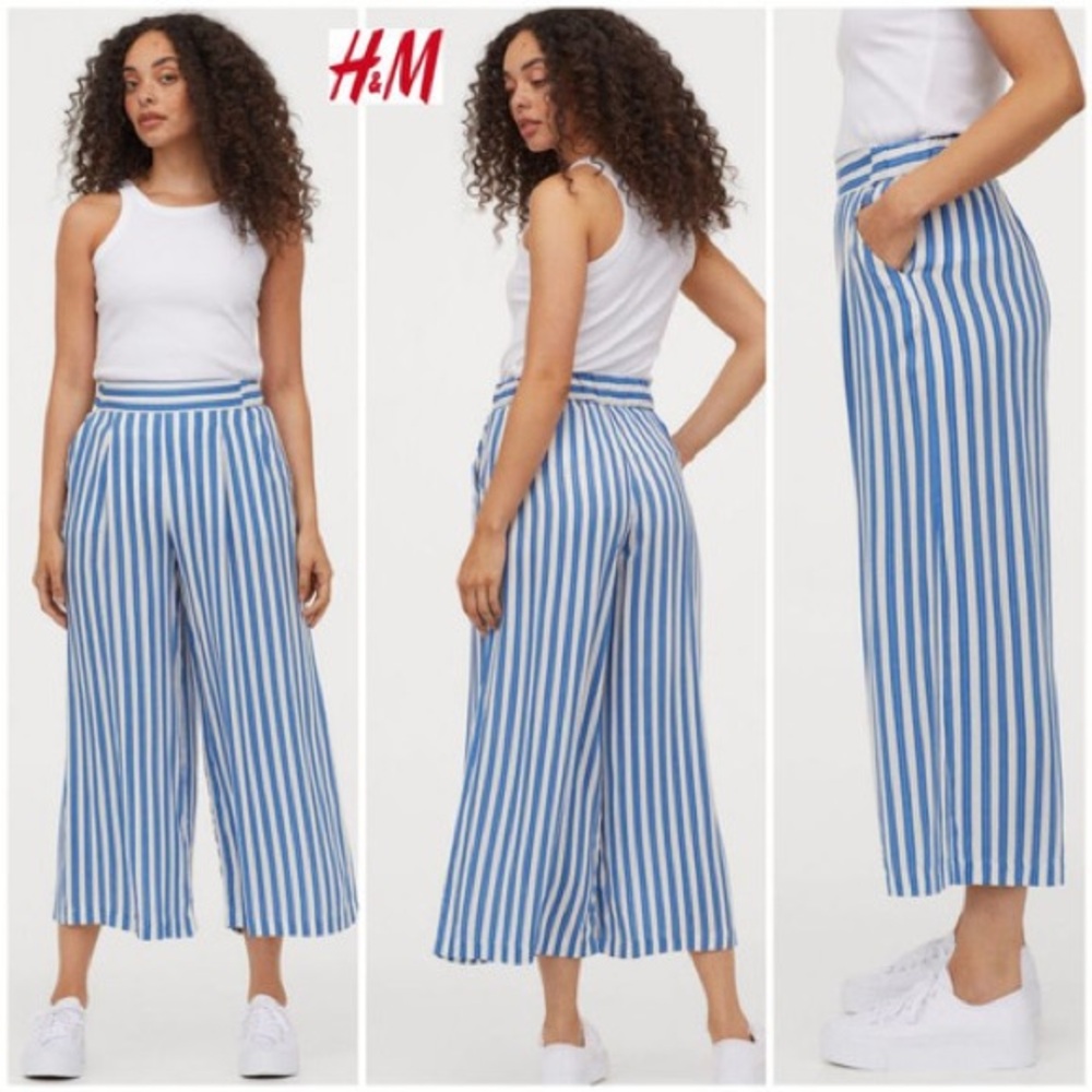 BNWT — H&M Blue Striped Palazzo Pants — Size 6